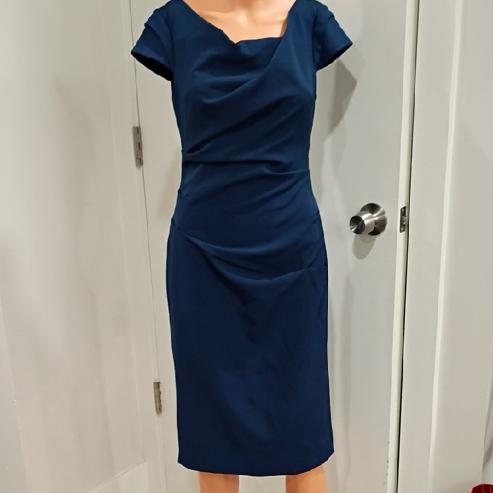 💜Adrianna Papell Midnight Blue Midi Dress